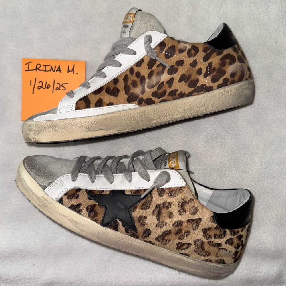 GOLDEN GOOSE Suede Toe Leopard Superstar Size 39 (US Women’s 8.5) New in Box - Picture 16 of 16
